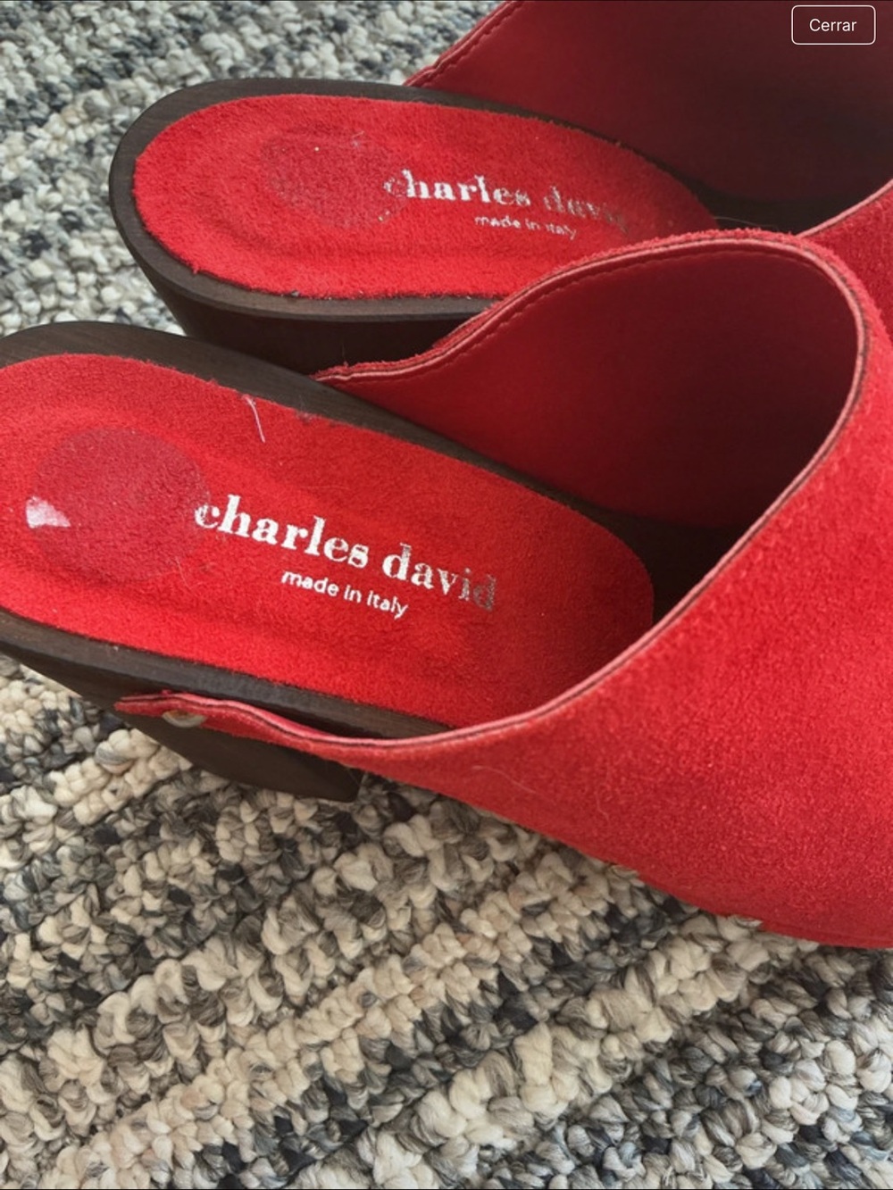 Charles David Red Suede Open-Back Slide Mules
